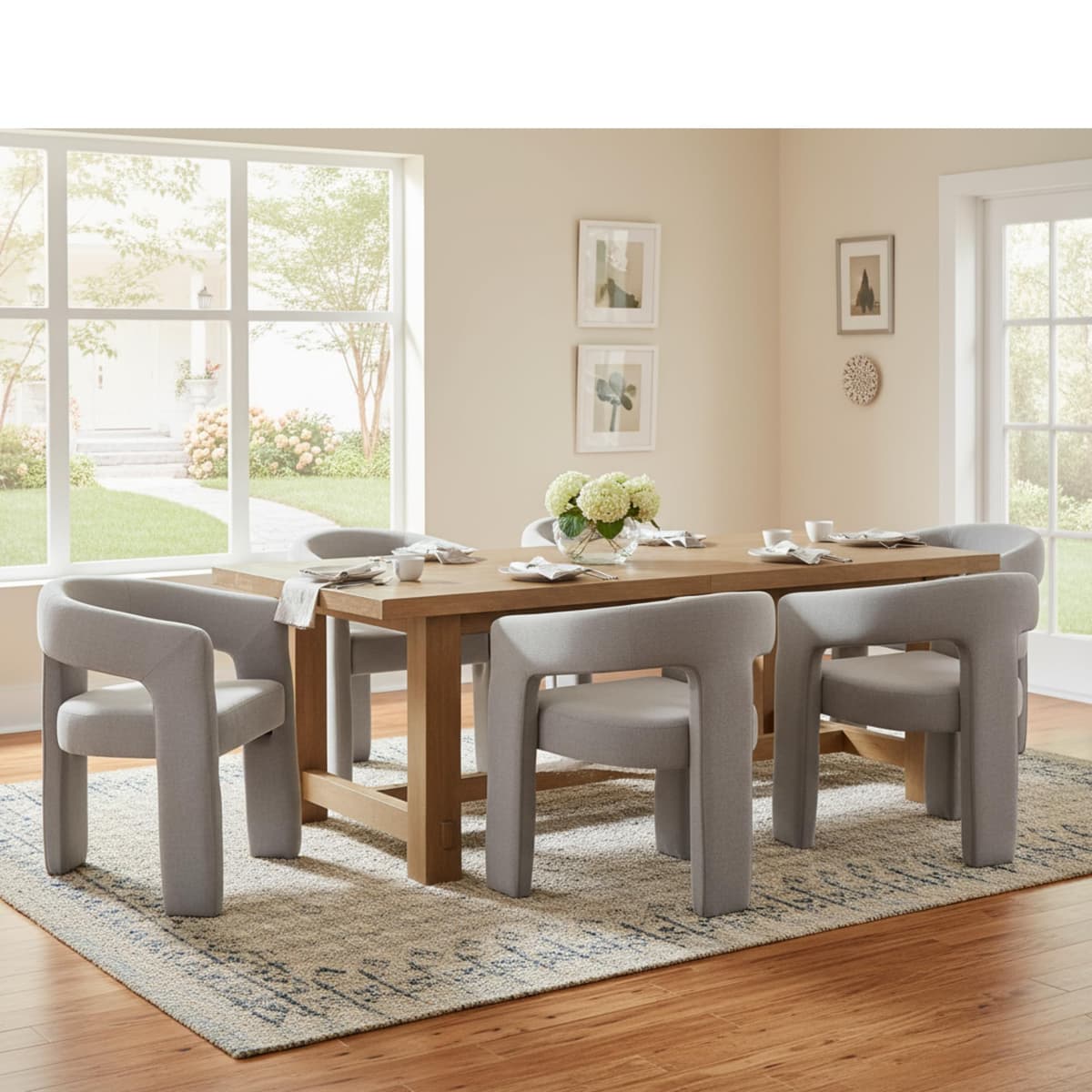 Hyfirm Modern Barrel Dining Chairs Set of 4 - Sillas barrel chenille con brazos, juego de 4, gris 5101