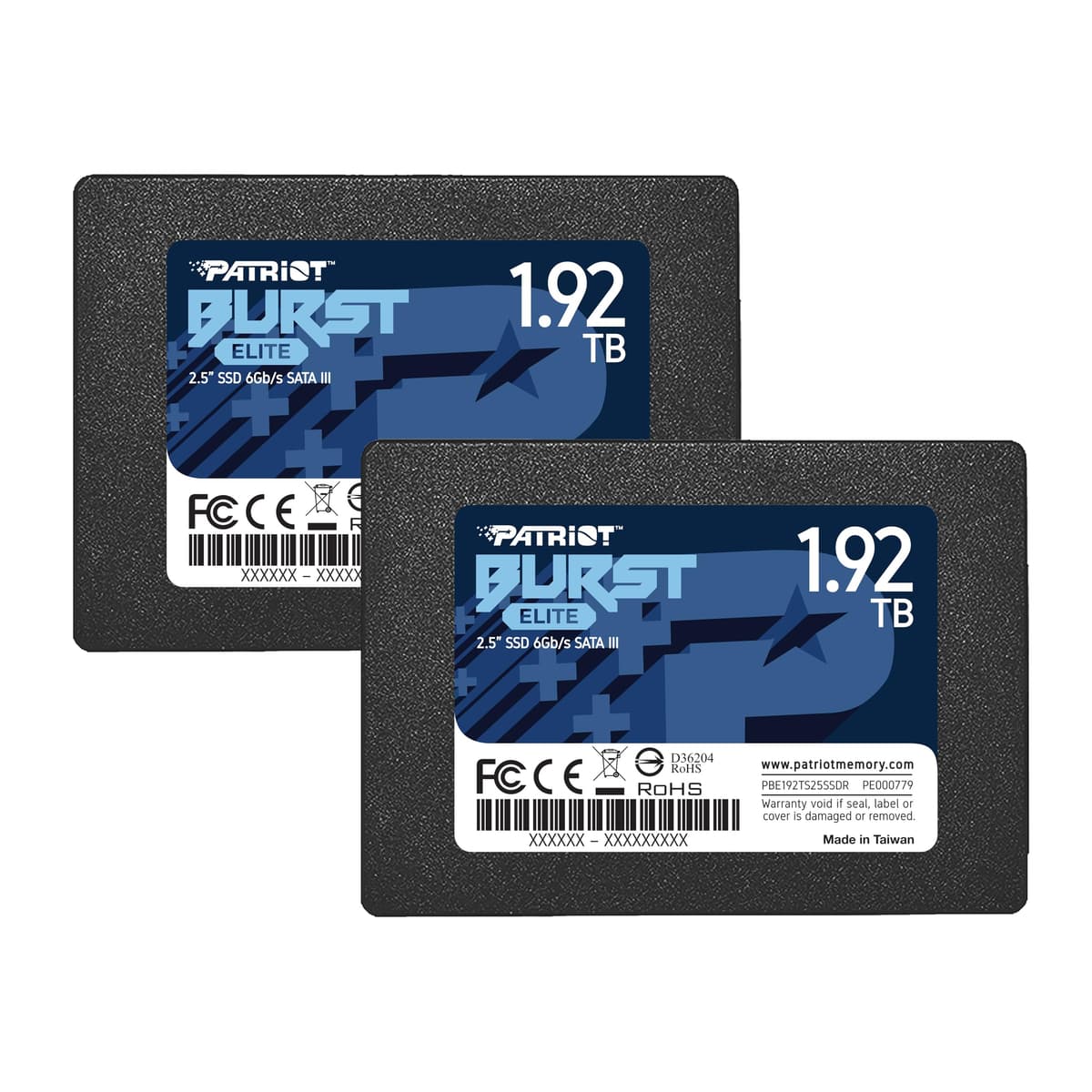 Patriot Memory Burst Elite 1.92TB SSD Interno Paquete de 2 - SATA 3 2.5" - Unidad de Estado Sólido - PBE192TS25SSD2B