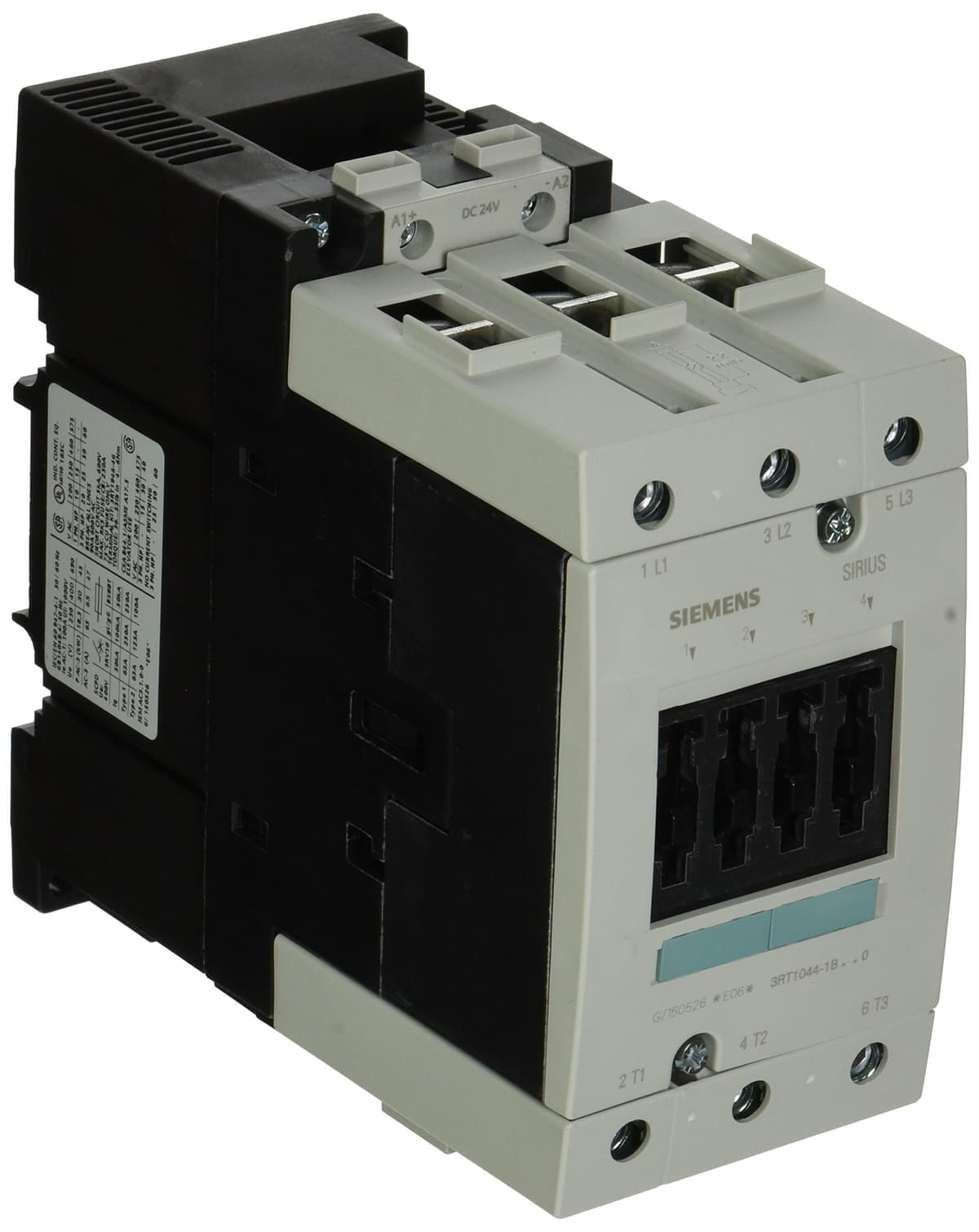 Siemens 3RT10 44-1BB40 Contactor de motor, 3 polos, terminales de tornillo, tamaño S3, bobina 24V DC