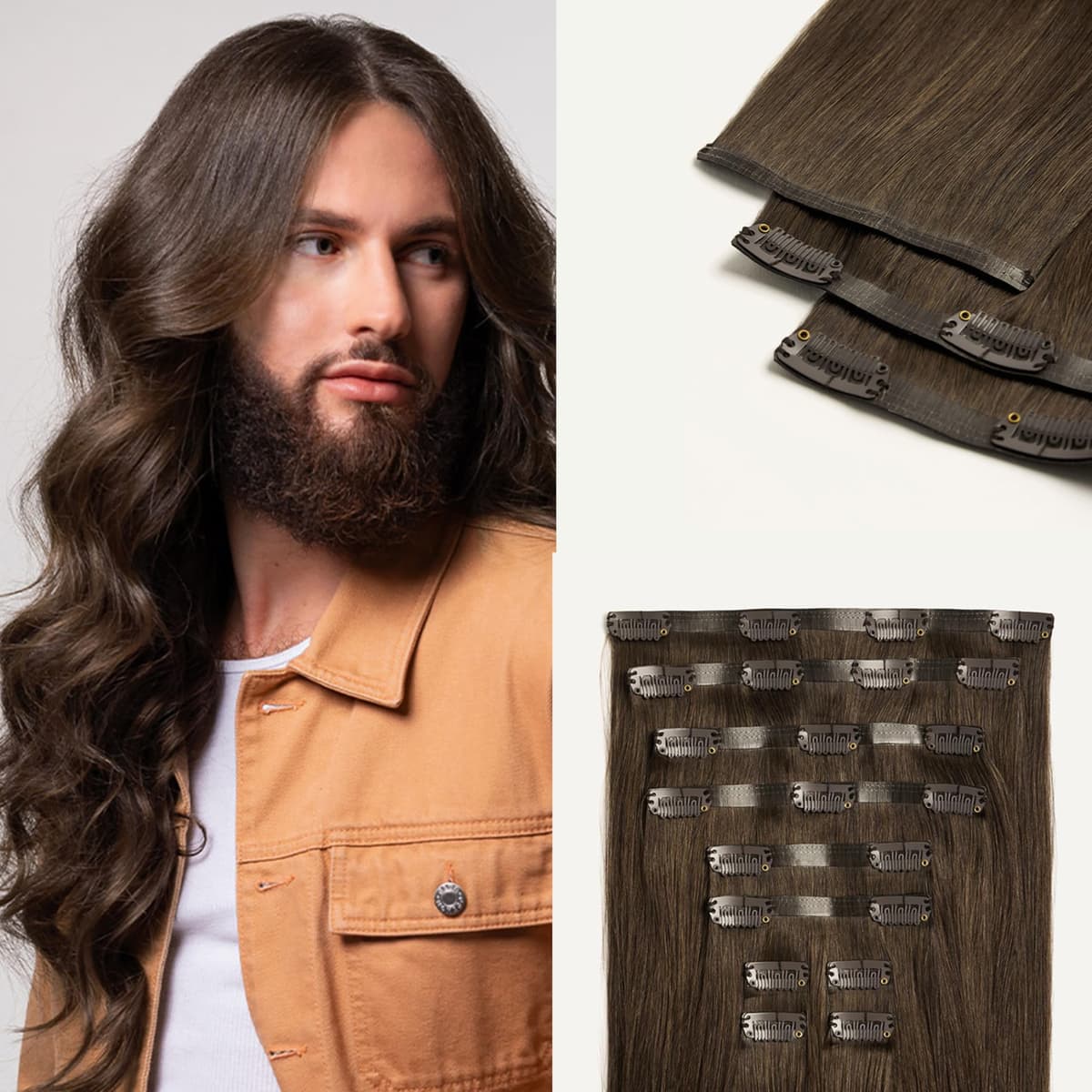 Luxy 24" Clip-In Seamless 100% Remy 240g Medium Natural Brown 24-240g-Color3N-S