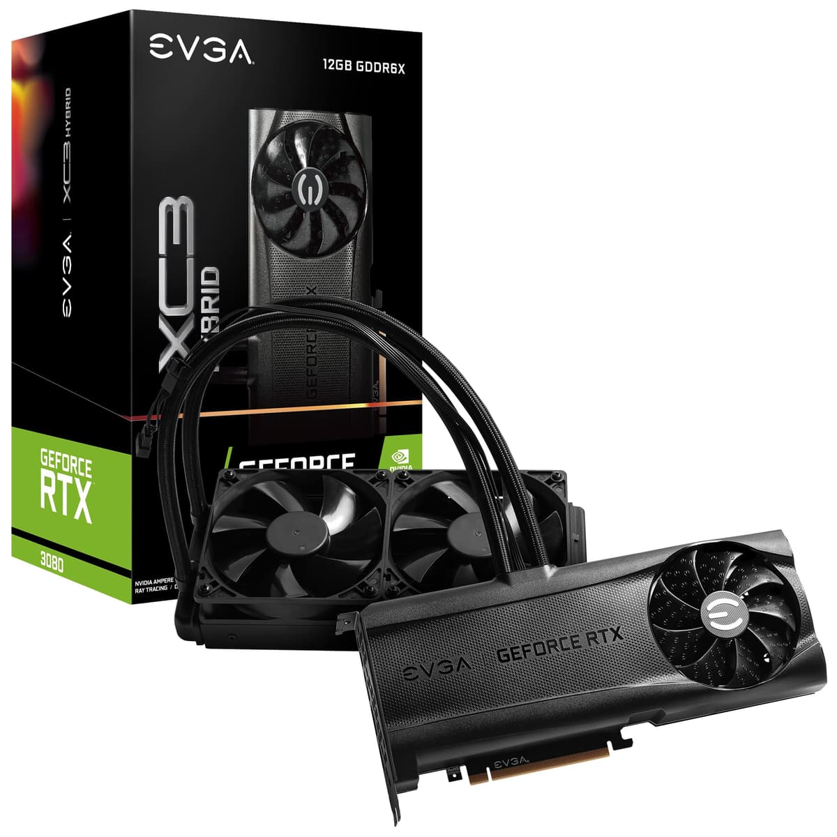 EVGA GeForce RTX 3080 12GB XC3 ULTRA HYBRID GAMING, 12G-P5-4868-KL, 12GB GDDR6X, LED ARGB, Placa trasera metálica, LHR