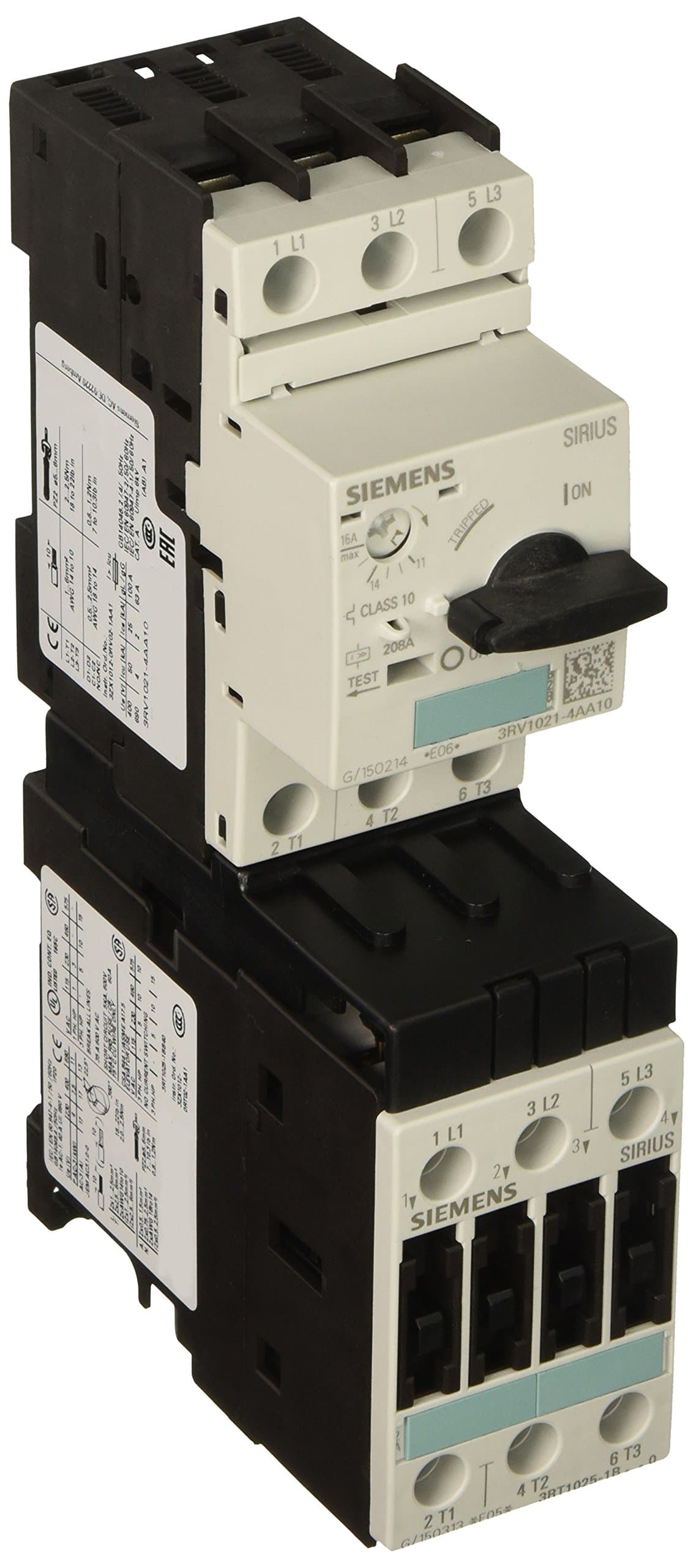 SIEMENS 3RA11 20-4AA25-0BB4 Unidad completa de arrancador combinado, no reversible, bobina de CC, tamaño S0, sin contactos, rango de ajuste 11-16 FLA, disparador de sobrecarga retardado por tiempo inverso