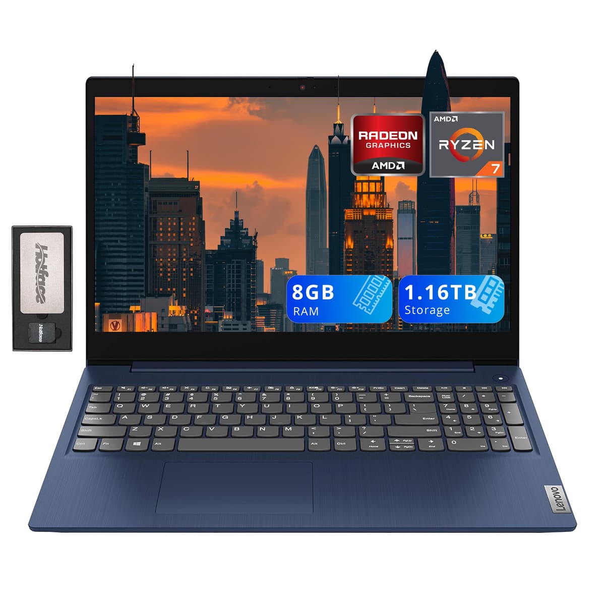 Lenovo IdeaPad 5 15.6" FHD Laptop, Procesador AMD Ryzen 7 5825U, 8GB RAM, Almacenamiento 1.16TB (1TB SSD + Estación de Acoplamiento de 160GB), Gráficos AMD Radeon, Teclado Numérico, Teclado Retroiluminado, Windows 11, Azul Abismo