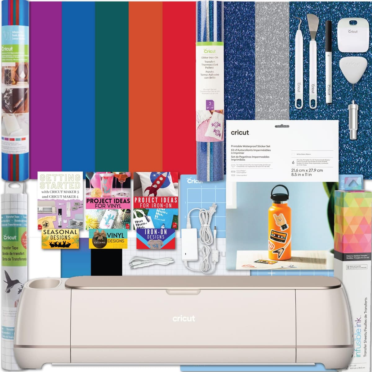 Cricut Maker 4 Ultimate Bundle: kit completo con vinil, infusible ink y set para stickers z20-11084-N4