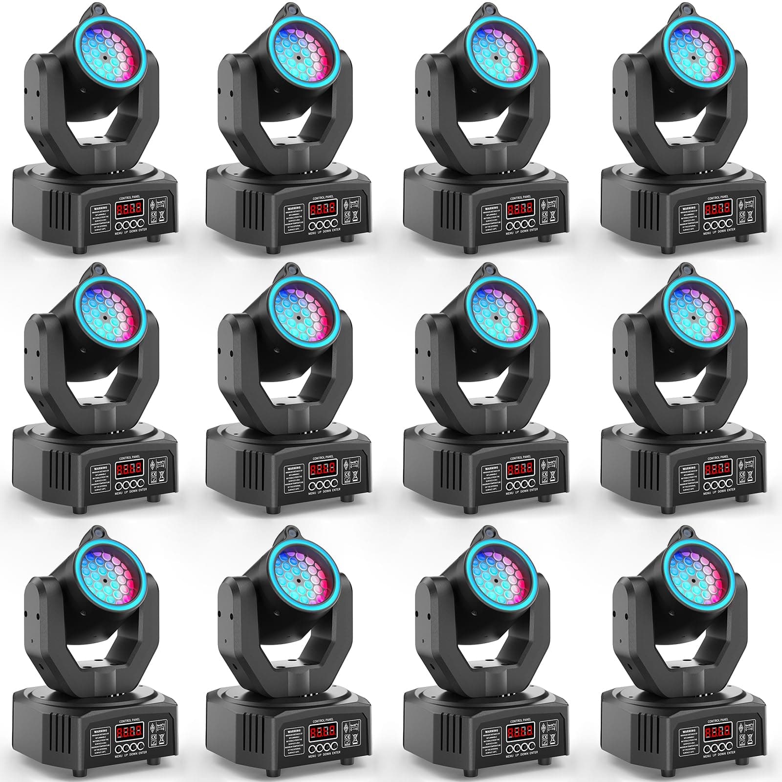 Wiwreenm 12-Pack Mini Moving Head Light, 30W LED Stage Lighting con Control Remoto ZQ02374