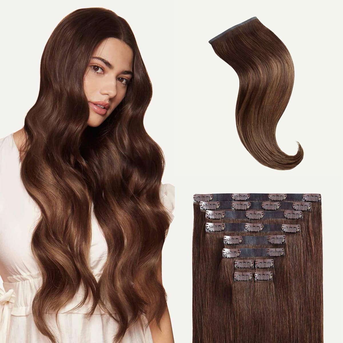 Luxy Extensions Clip-In 24" 240g Chocolate Brown Balayage - 100% Remy Human Hair 24-240g-Color4T6-S