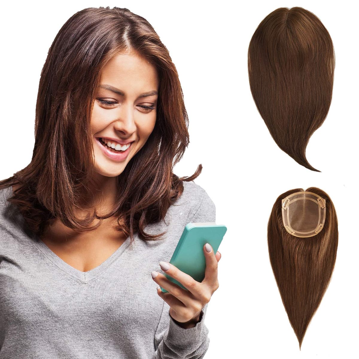 Briiwii Hair Topper Mono 5x6, 16" #4 Medium Brown BLT-M1811