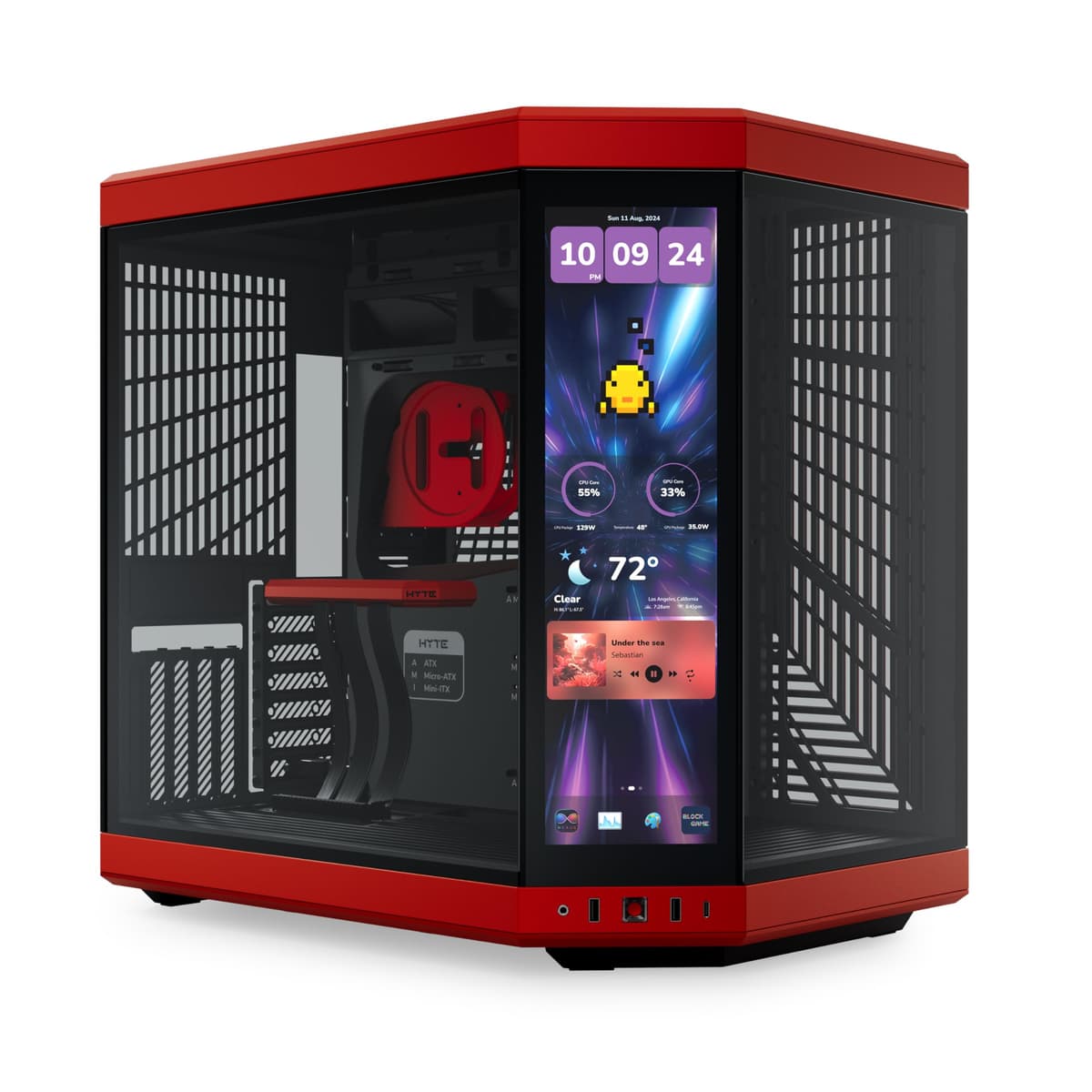Hyte Y70 Touch Infinite Carcasa ATX Mid Tower de Estética Moderna con Cámara Doble e Pantalla Táctil LCD 2.5K Integrada - Negro Cereza/Rojo CS-HYTE-Y70TTI-RB