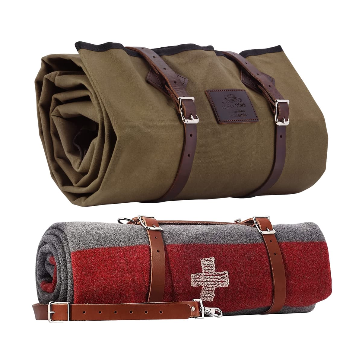 1844 Helko Werk Bedroll de lona encerada y manta tipo ejército suiza - Olive F8761OB