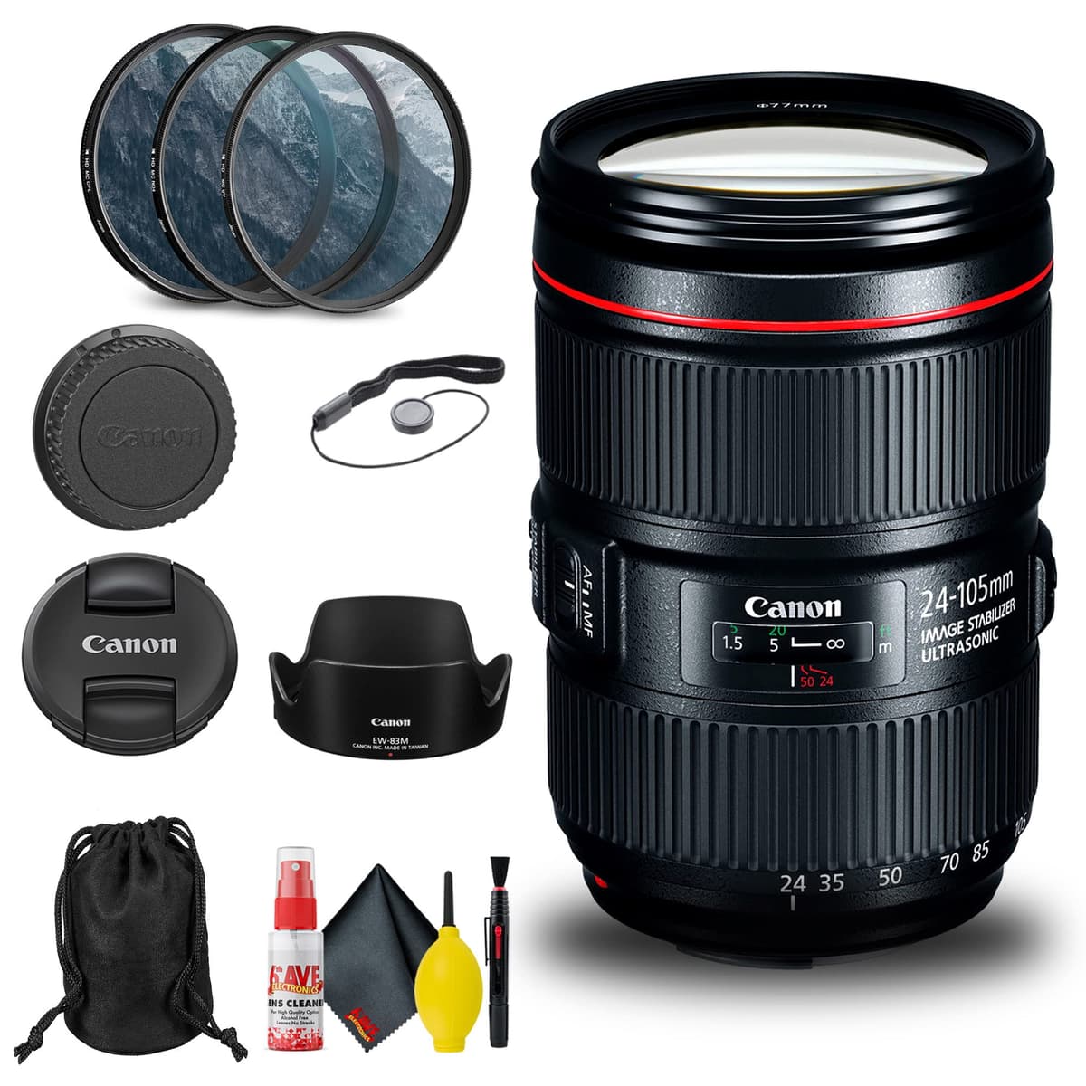 Canon EF 24-105mm f/4L IS II USM + Kit de filtros y limpieza (Renewed) 1380C002_EDIRE_1