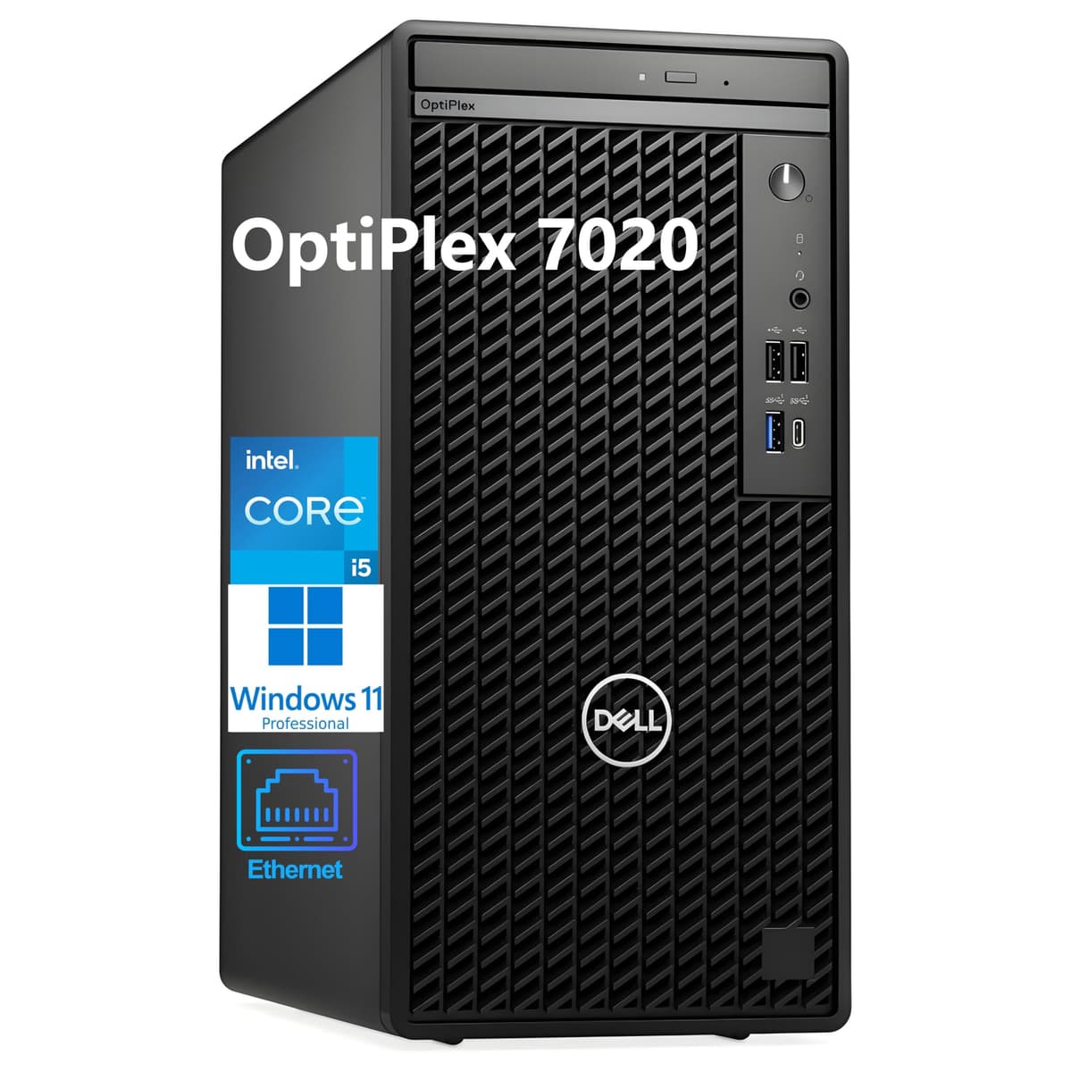 Dell OptiPlex 7020 Torre 7000 Computadora de Escritorio Empresarial, Intel i5-12500 de 6 núcleos (Mejor que i7-11700), 32GB RAM DDR5, 1TB SSD PCIe, DVDRW, WiFi, RJ-45, USB-C, HDMI, DisplayPort, Windows 11 Pro