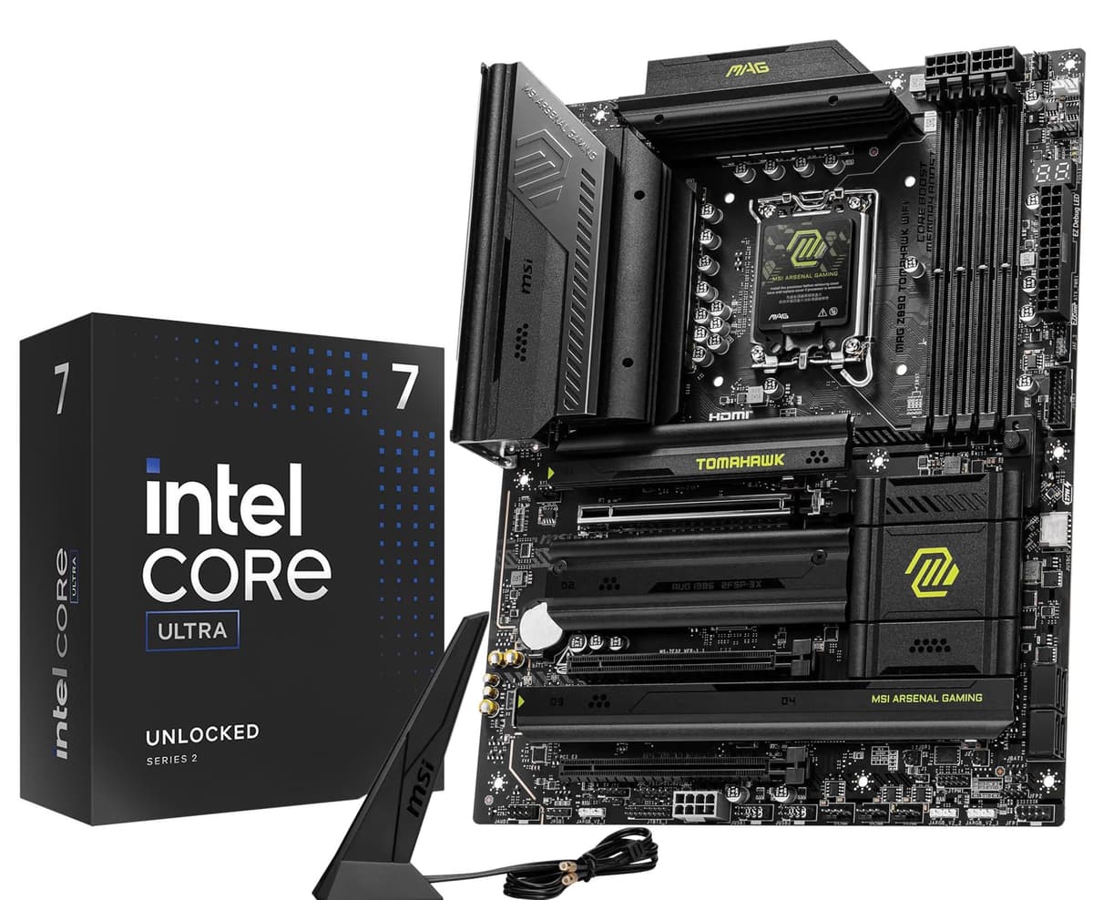 Combo CPU y Placa Madre Micro Center - Procesador de Escritorio Intel Core Ultra 7 265K 20 núcleos desbloqueado con Placa Madre Gaming MSI MAG Z890 Tomahawk WiFi LGA 1851 ATX 265KMAG890TMKWF
