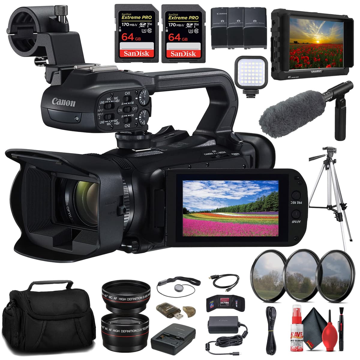 Canon XA60 Professional UHD 4K Camcorder + Monitor 4K, Micrófono Pro y Trípode - Bundle reacondicionado 5733C002_EDI_3RE