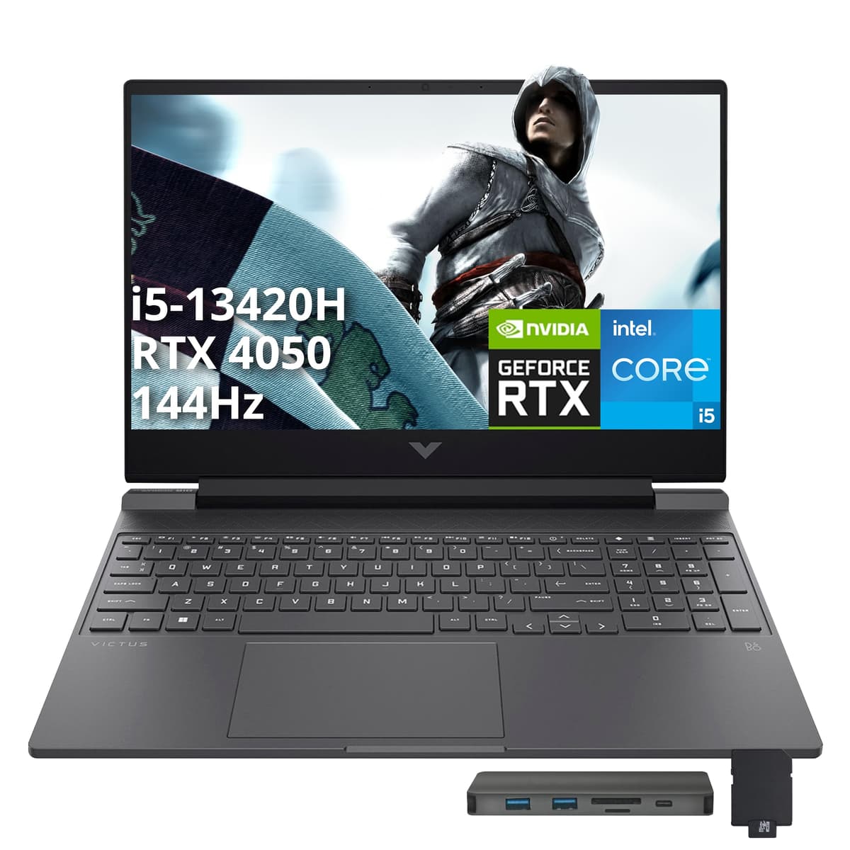 HP Victus 15.6" Gaming Laptop 144Hz FHD Intel i5-13420H 64GB RAM 4TB PCIe SSD RTX 4050, Win 11, Mica Silver
