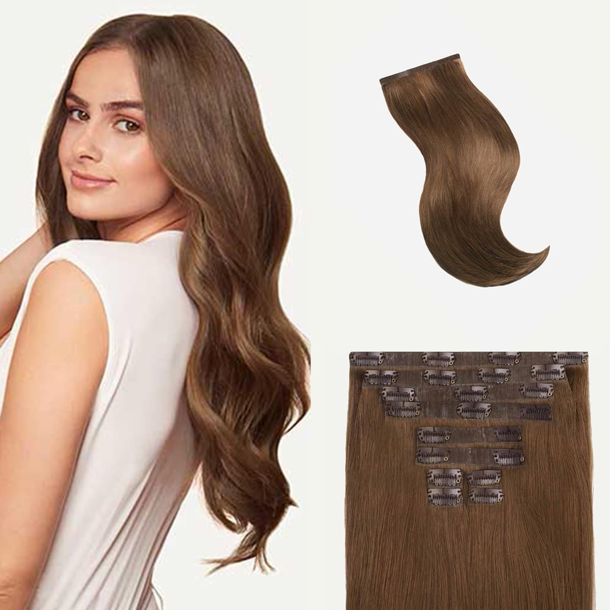 Luxy Seamless Clip-In 24" Chestnut Brown 240g - 100% Remy Human Hair