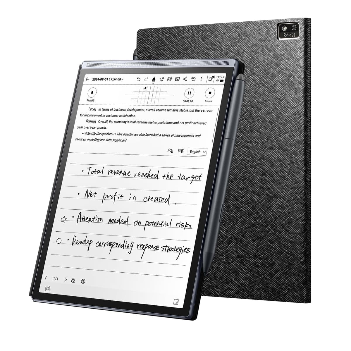 iflytek AINOTE Air 2 Pack - Lápiz Stylus y Funda Folio, Tablet de 8.2" para Toma de Notas con IA, Cuaderno Digital para Tomar Apuntes, Bloc de Notas Digital con Transcripción AI, Compatible con ChatGPT, Ideal para Trabajo, Estudio y Reuniones