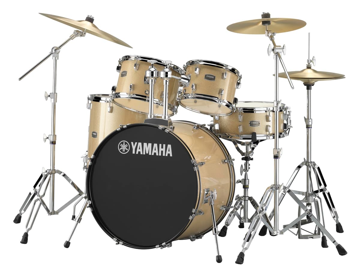 Yamaha Rydeen Set de batería de 5 piezas con bombo de 22", tom de piso, 2 toms con abrazadera de bola y tarola de madera, brillo champán RDP2F5CPG