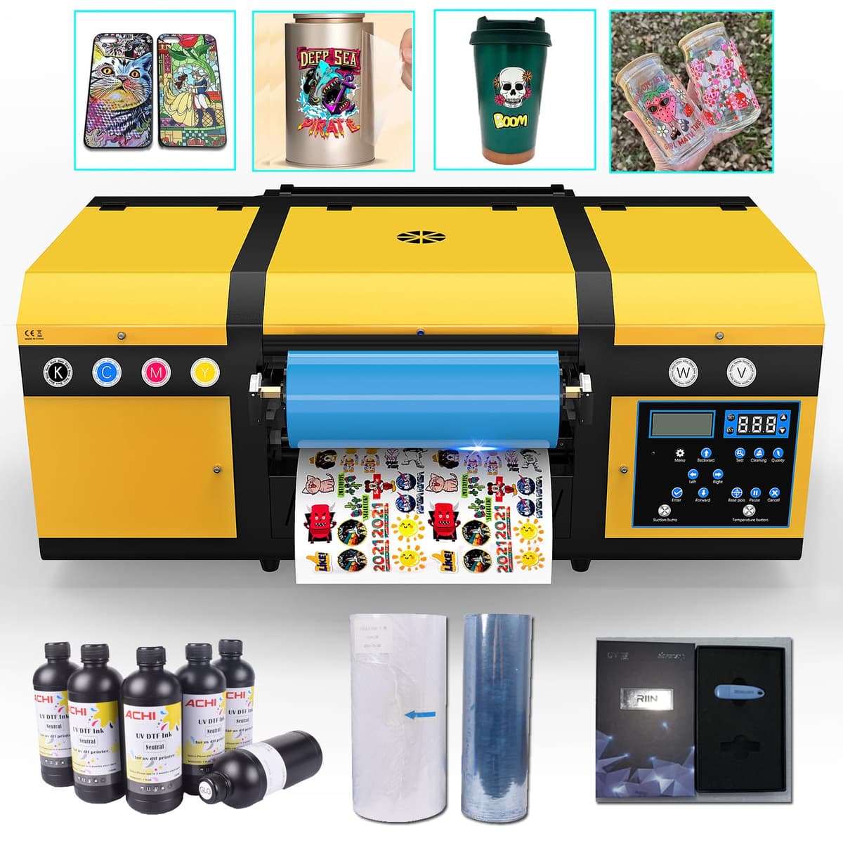 Ovsuqu A3 UV DTF Printer Kit con 100M AB Film e tintas UV DTF (stock US)