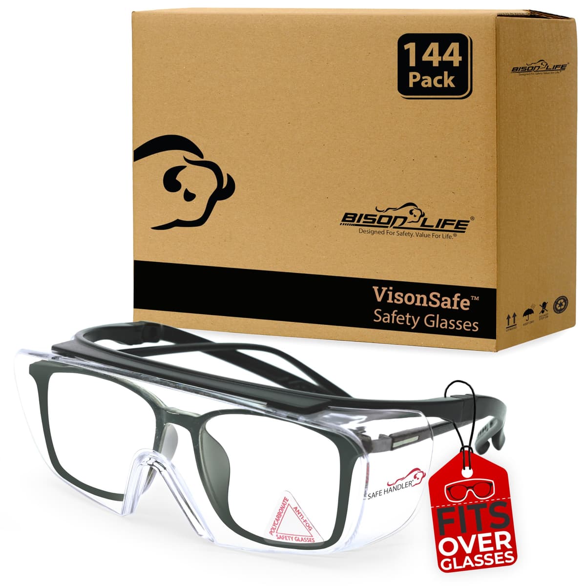 SAFE HANDLER Duarte Lentes de Seguridad Over Glasses, Paquete 144 Pares