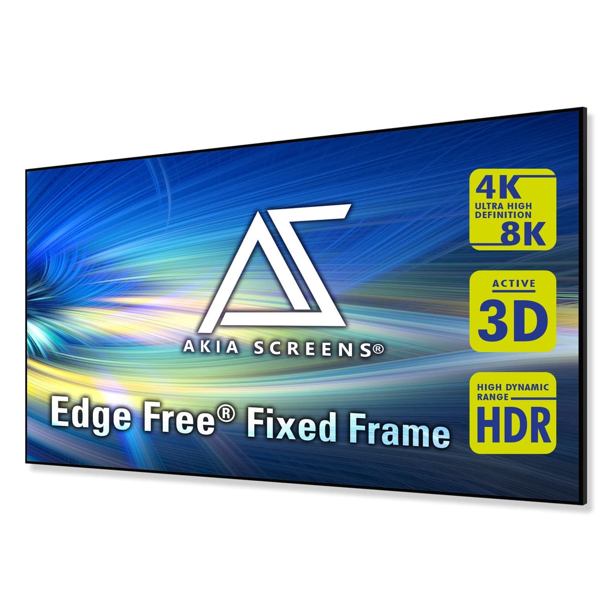 Akia Screens 145 inch Edge Free Fixed Frame Projector Screen 145" Diagonal 16:9 8K 4K Ultra HD 3D Ready CINEWHITE UHD-B