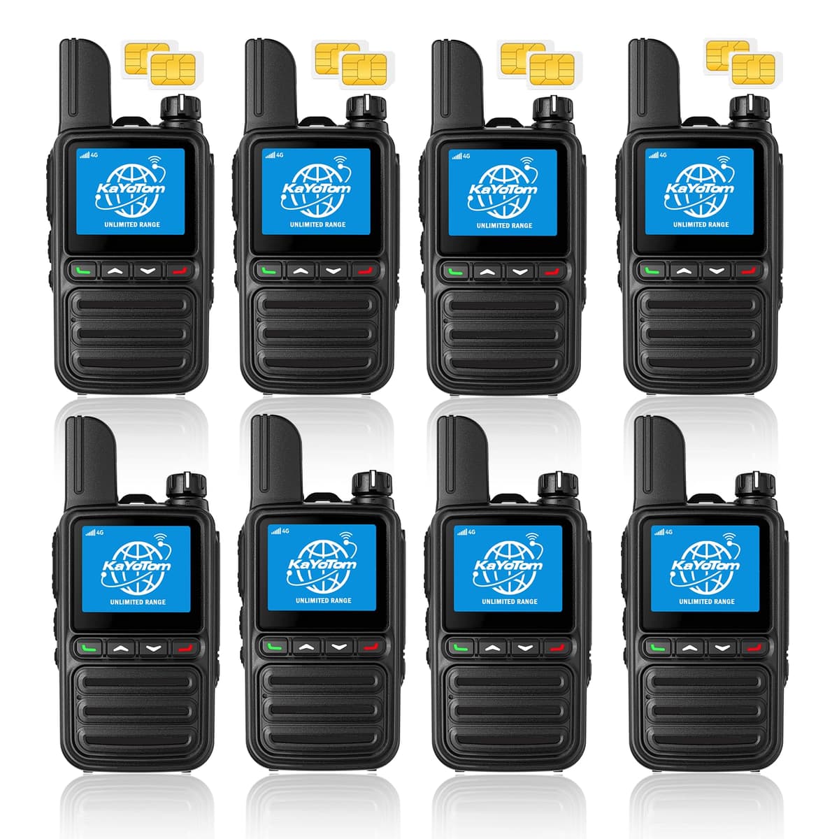 KAYOTOM POC 4G LTE Walkie Talkies Con SIM Gratis Vida Útil, Alcance Ilimitado PTT, 2-Pack (AT-600)
