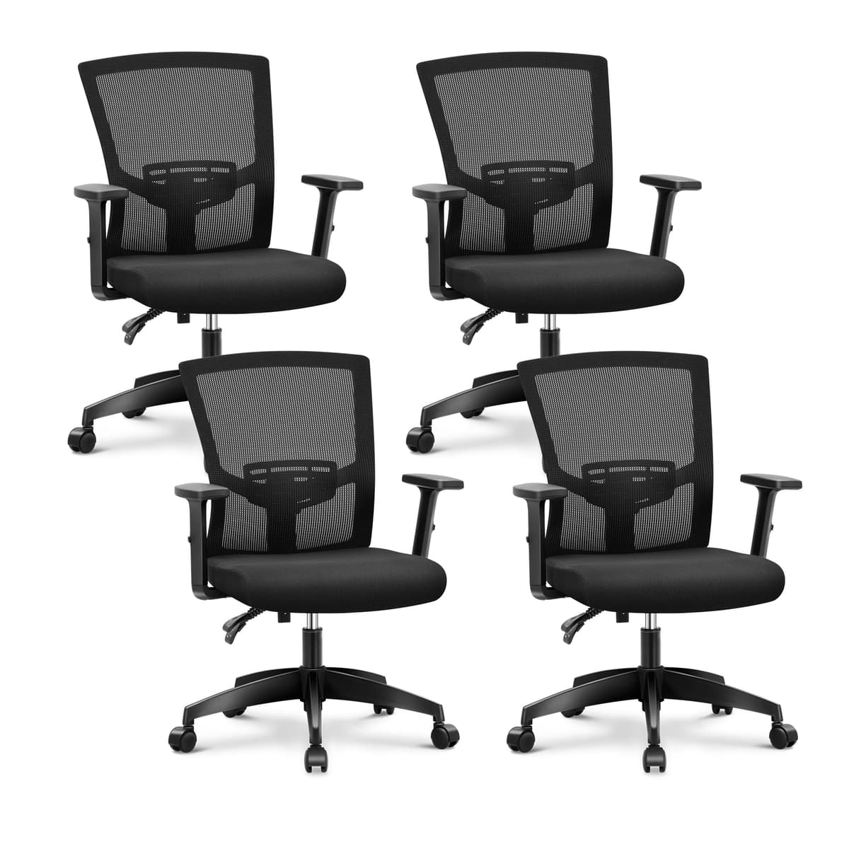 MAISON ARTS Silla de Oficina Mesh Set de 4, Respaldo Lumbar Ajustable, Mid-Back