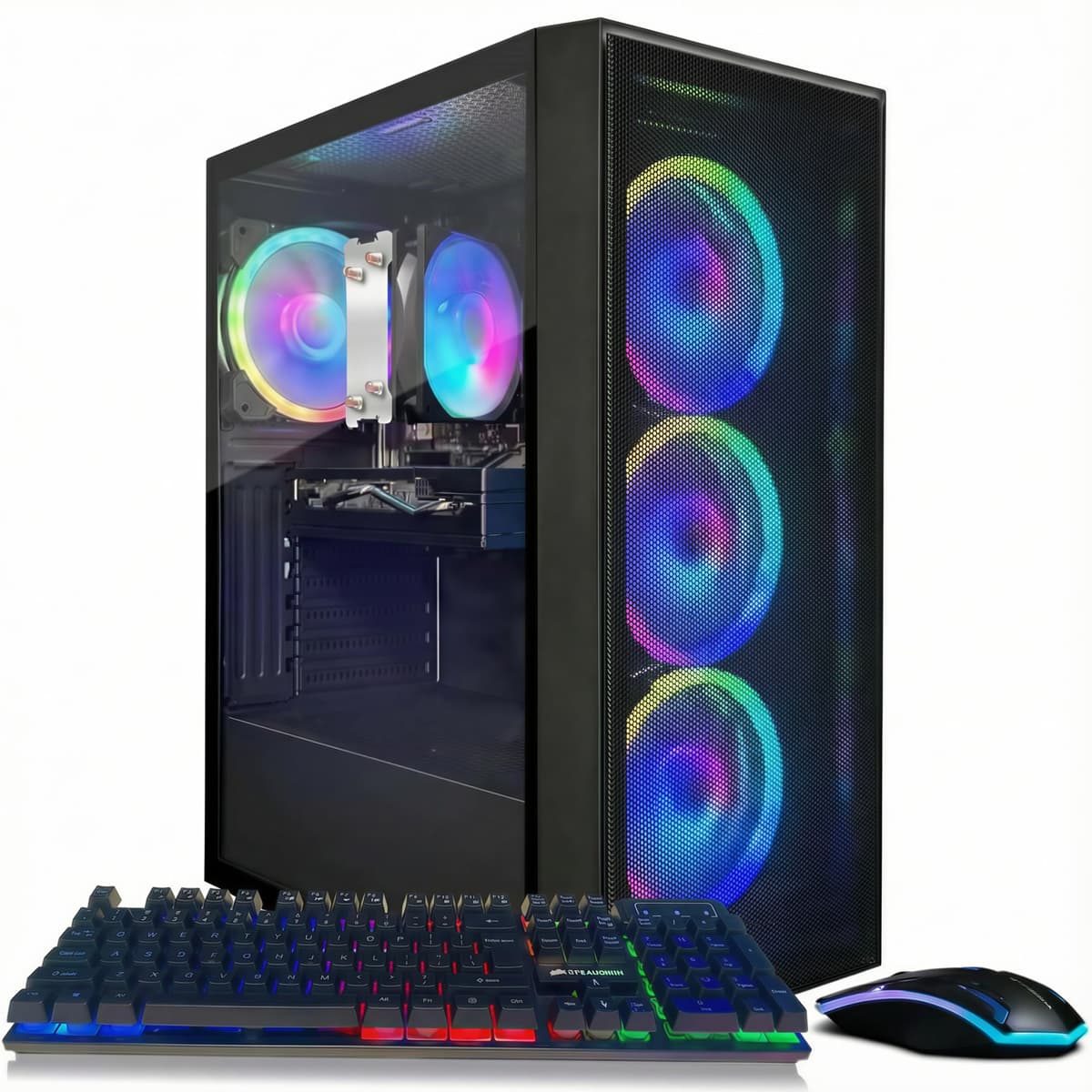 PC de Escritorio para Juegos STGAubron, AMD Ryzen 7 5700G hasta 4.6G, GeForce RTX 3050 6GB, 16GB DDR4, SSD 1TB, WiFi 6, BT 5.2, 4 Ventiladores RGB, Windows 11 Home ABR1722