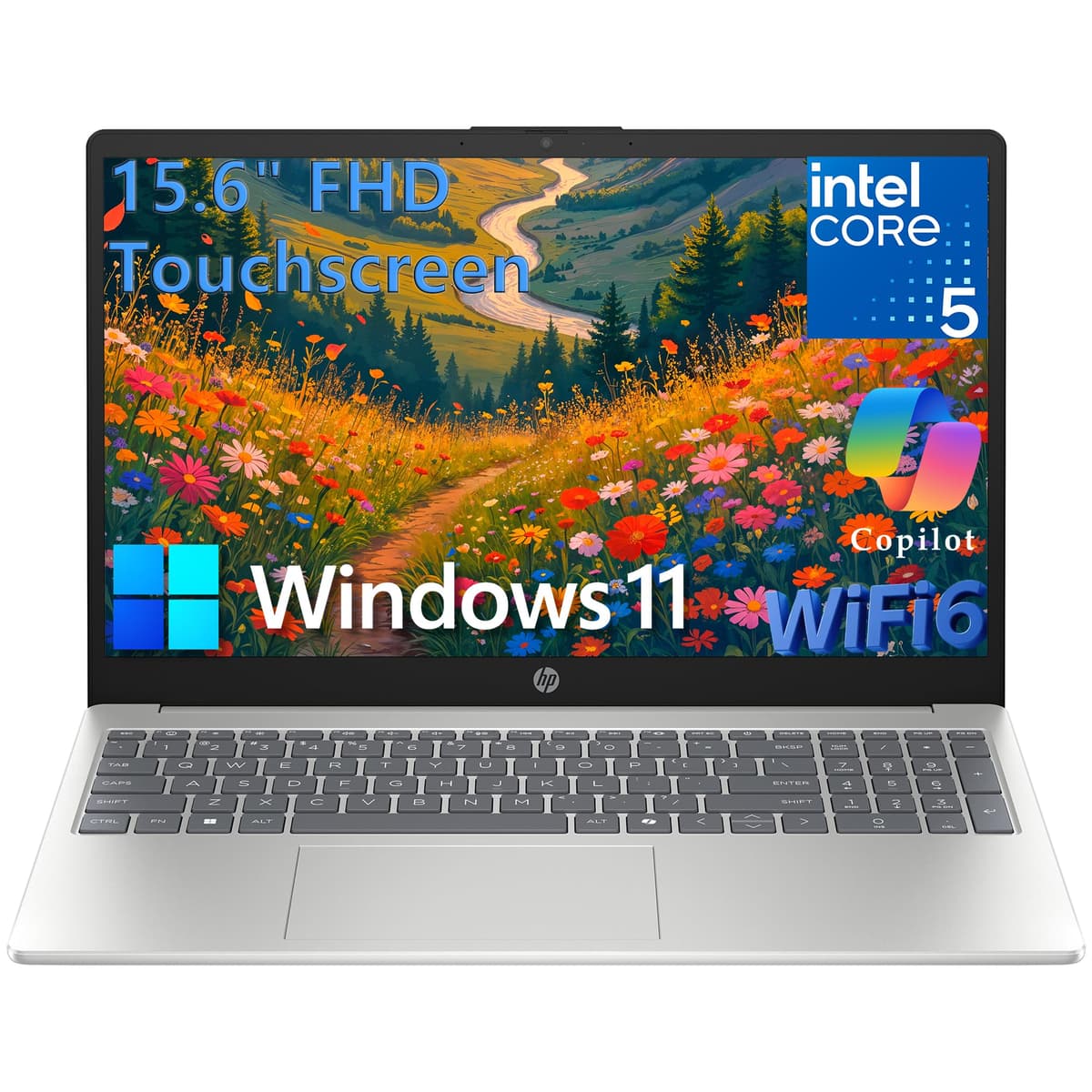 HP Laptop de 15.6 pulgadas, pantalla táctil FHD, Intel de 13ª gen i5-1334U de 10 núcleos, 32GB RAM DDR4, SSD PCIe de 1TB, WiFi 6, Bluetooth 5.4, HDMI, USB-C, tecla Copilot, Windows 11 Home para estudiantes y empresas Laptop 15