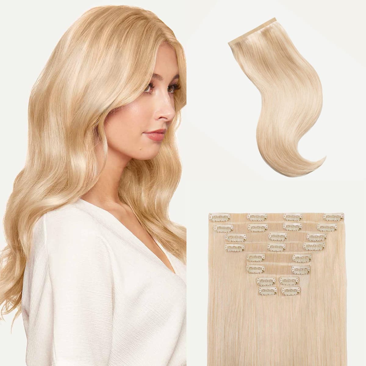 Luxy 24" Platinum Blonde Seamless Clip-In 100% Remy 240g