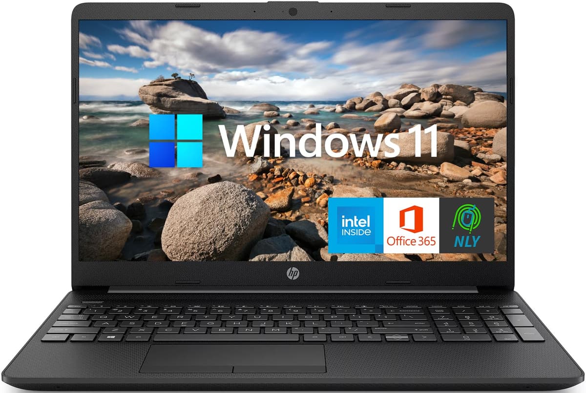 HP Laptop de 15.6'' con 1 año de Microsoft Office 365, procesador Intel Pentium de cuatro núcleos, larga duración de batería, puerto Ethernet RJ-45, USB Tipo C, Wi-Fi, cámara web, HDMI, NLY MP, Windows 11 (16 GB RAM | 1 TB SSD) Negro HP 15.6 Laptop