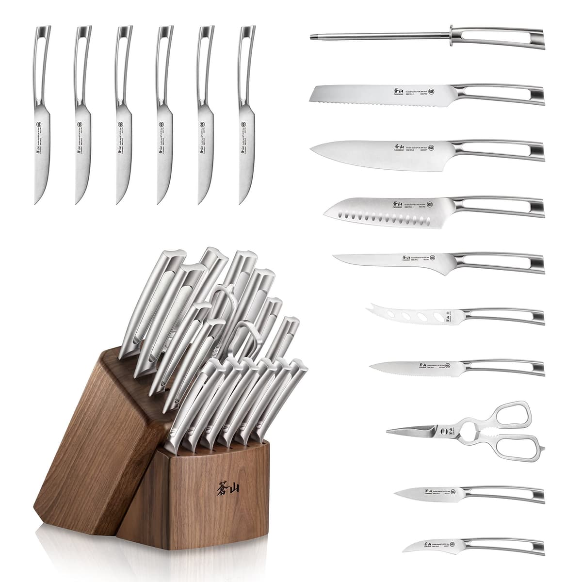 Cangshan TN1 Series 17-Piece Knife Block Set Swedish 14C28N Steel (Walnut) 1021974