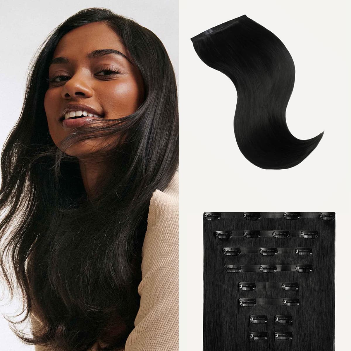 Luxy 24" Off Black Seamless Clip-In 240 g 100% Remy