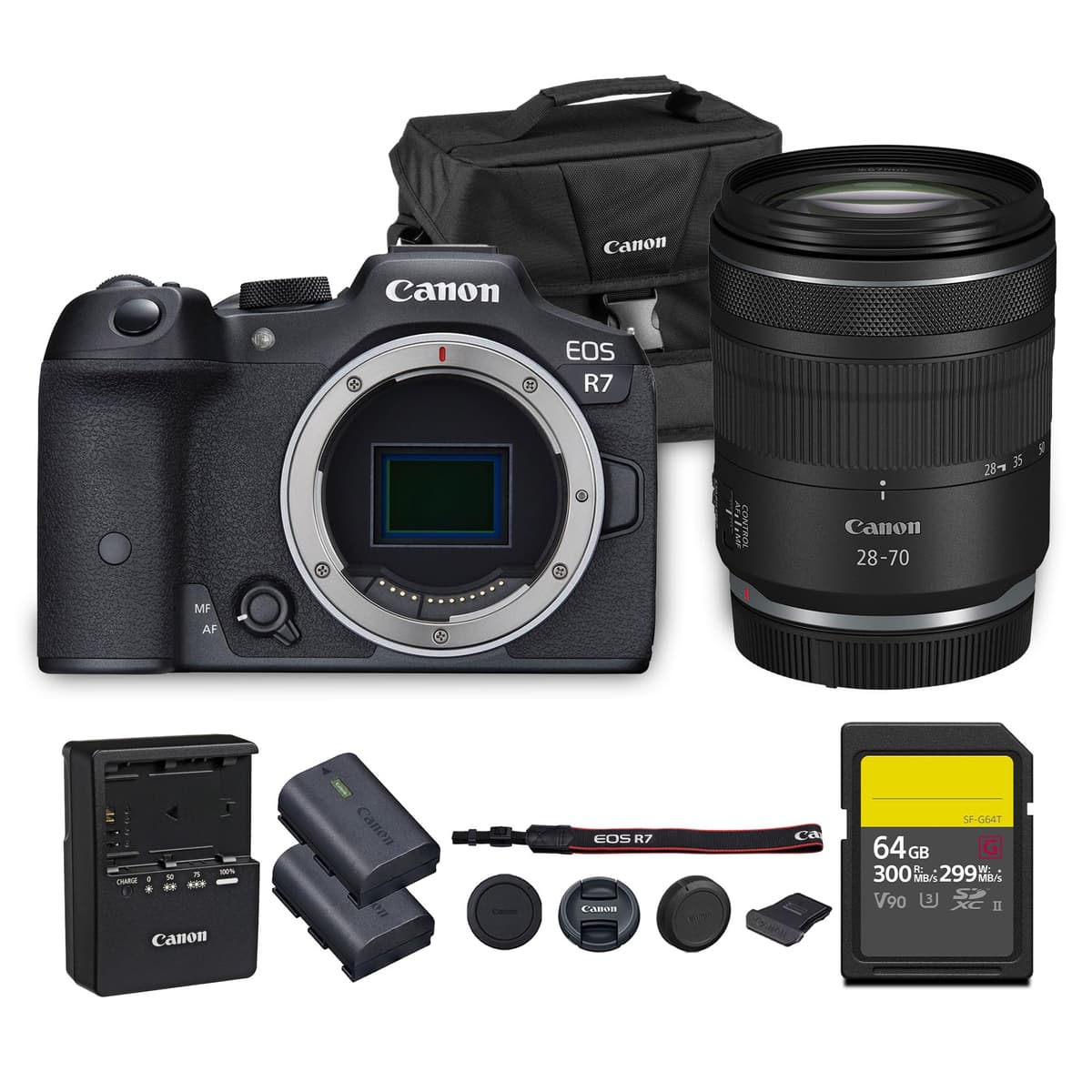 Canon EOS R7 Mirrorless Camera 32.5MP APS-C 4K60p + RF 28-70mm f/2.8 + LP-E6P + 64GB + Bolso 5137C002_EDIPL_22