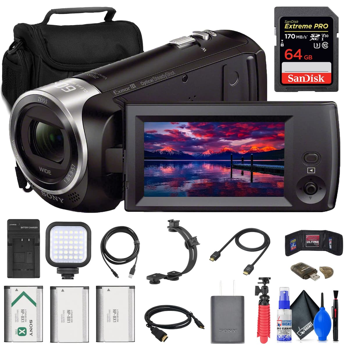 Sony HDR-CX405 HD Handycam + 64GB, Bolsa, 2x NP-BX1, Lector, LED, HDMI, Cargador, Tripié, Grip, Kit (Renewed) HDRCX405/B_EDIRE_3