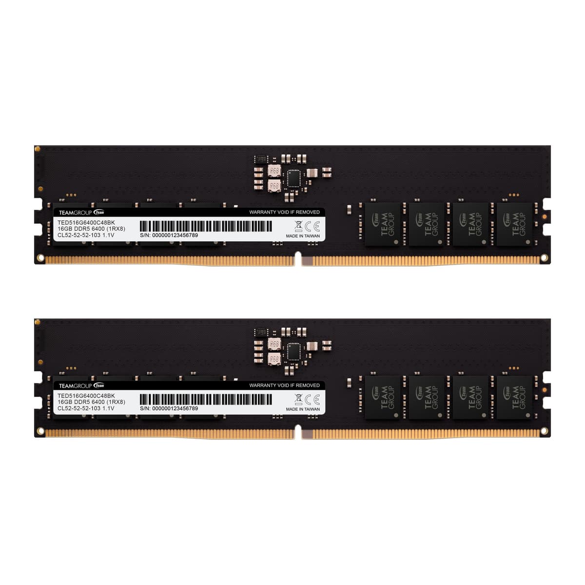 TEAMGROUP Elite DDR5 32GB Kit (2x16GB) 6400MHz PC5-51200 CL52 Non-ECC Unbuffered UDIMM 288 pines Memoria RAM para PC de Escritorio Compatible con Intel y AMD TED532G6400C52DC01
