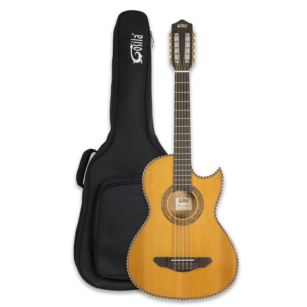 Gosila Bajo Quinto 10 cuerdas con tapa de cedro macizo y aros/raspas de Sapele GDG-886E