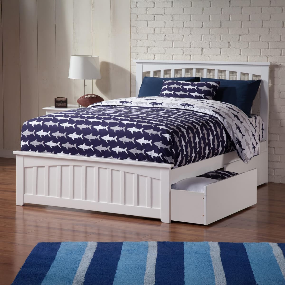 AFI Mission Cama Plataforma Full con Cajones y Cargador USB, Blanco AR8736112