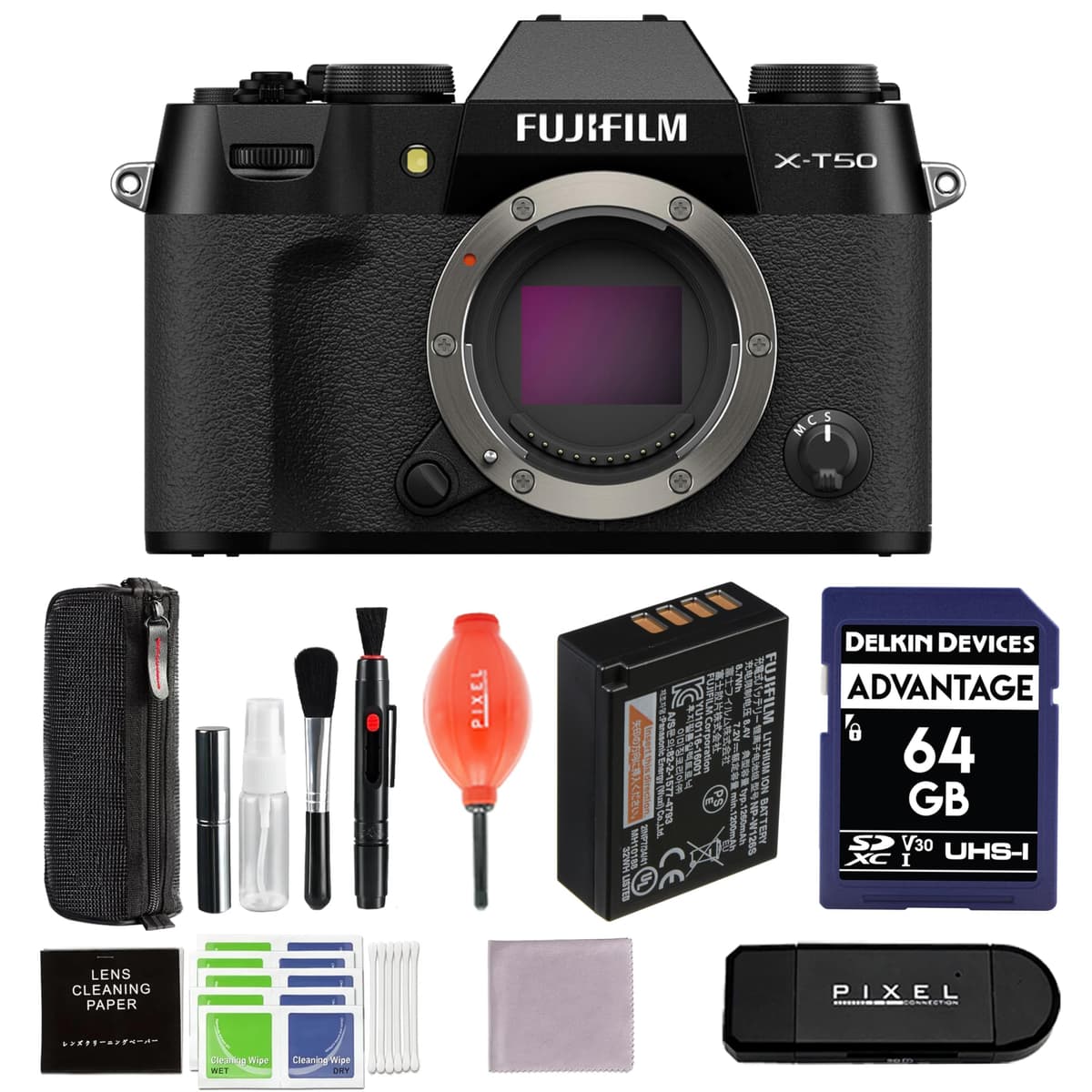 Pixel Connection Fujifilm X-T50 Mirrorless Camera (Black) Bundle con Accesorios Avanzados 16828222