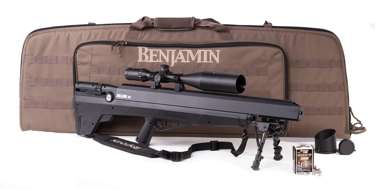 Benjamin BPBD3KA Bulldog PCP .357 Rifle de aire tipo bullpup con pack para caza