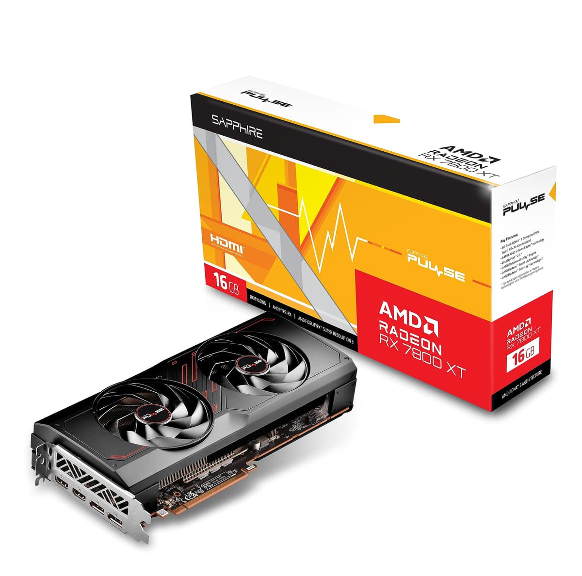 Sapphire 11330-02-20G Pulse Tarjeta de Video AMD Radeon RX 7800 XT Gaming con 16GB GDDR6, AMD RDNA 3
