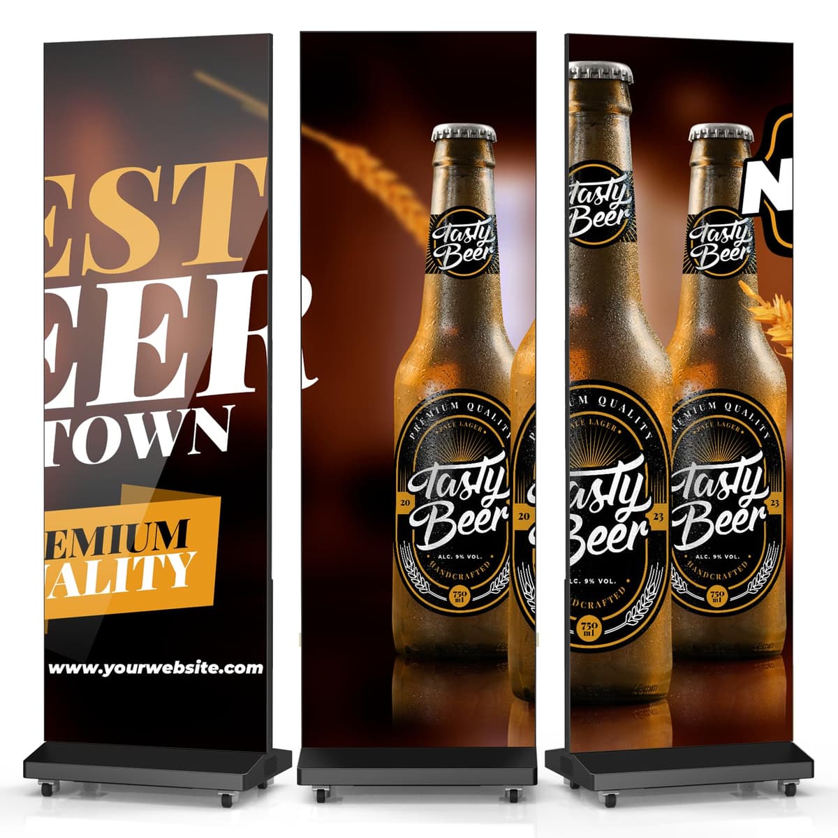 HomeTreeX 80'' LED Digital Signage Foldable GOB Poster Screen con WiFi y Control Remoto USB para Eventos Comerciales y Renta (Negro, 2 pantallas) LED-BD02