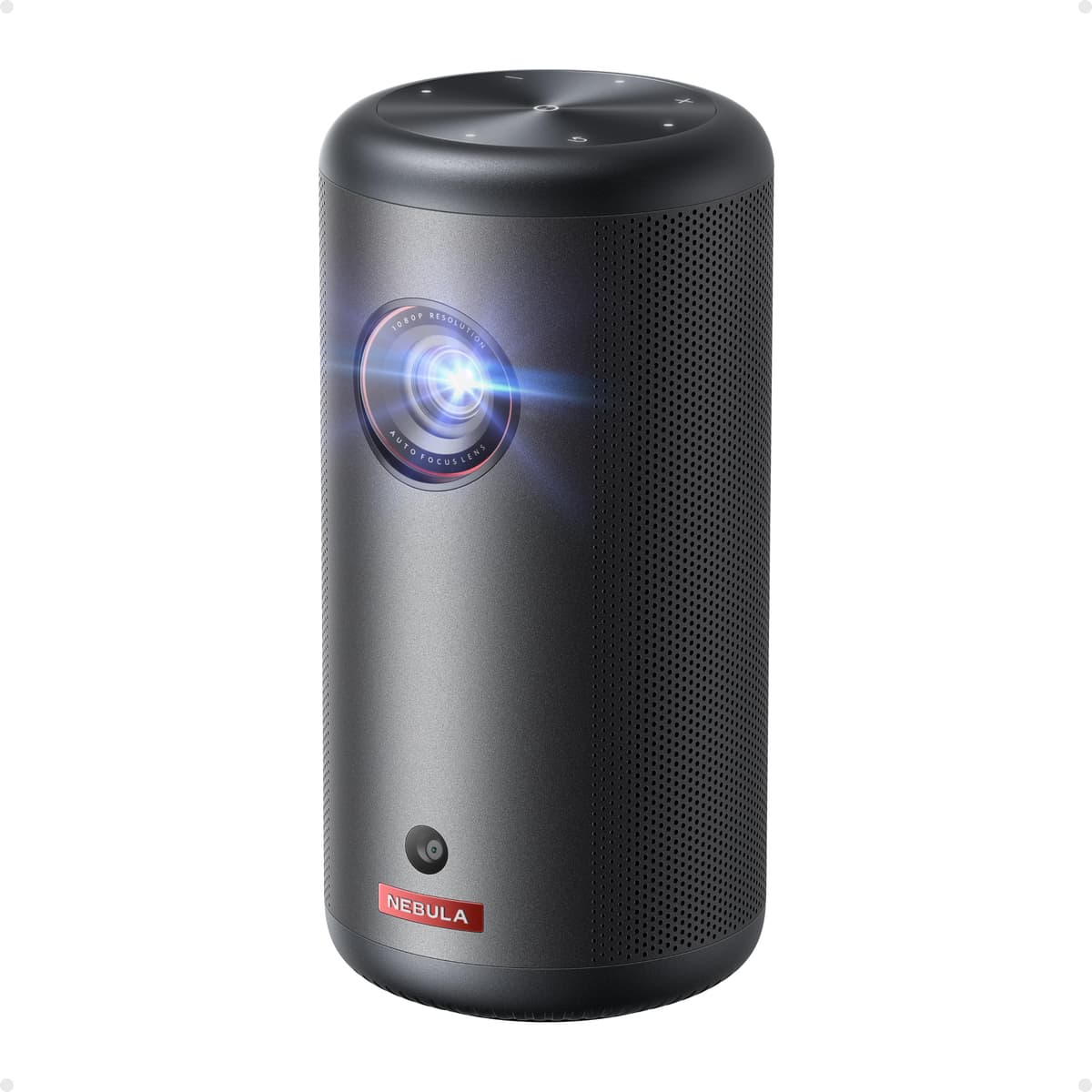 NEBULA Capsule 3 GTV Proyector Mini Portátil, Licencia Oficial de Netflix, Proyector Inteligente 1080P con Wi-Fi, Batería 2.5 h, Pantalla de 120 pulgadas, Dolby Digital, para Cualquier Espacio