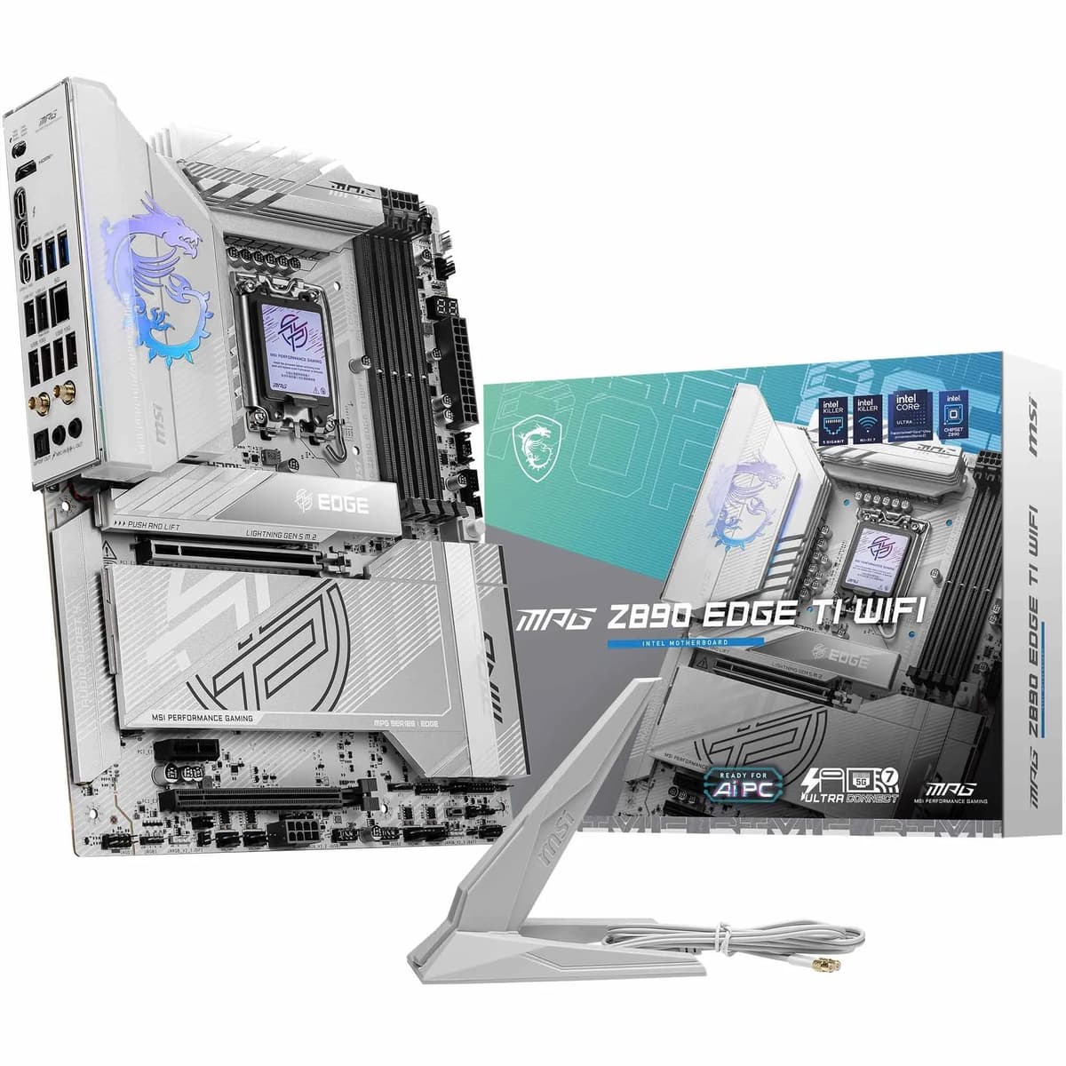 MSI MPG Z890 EDGE TI WIFI Placa Madre ATX - Compatible con Procesadores Intel Core Ultra (Serie 2), Socket LGA 1851-90A SPS VRM, DDR5 Memory Boost (9066+ MT/s OC), PCIe 5.0 x16 y 4.0 x16, M.2 Gen5, Wi-Fi 7,5G L