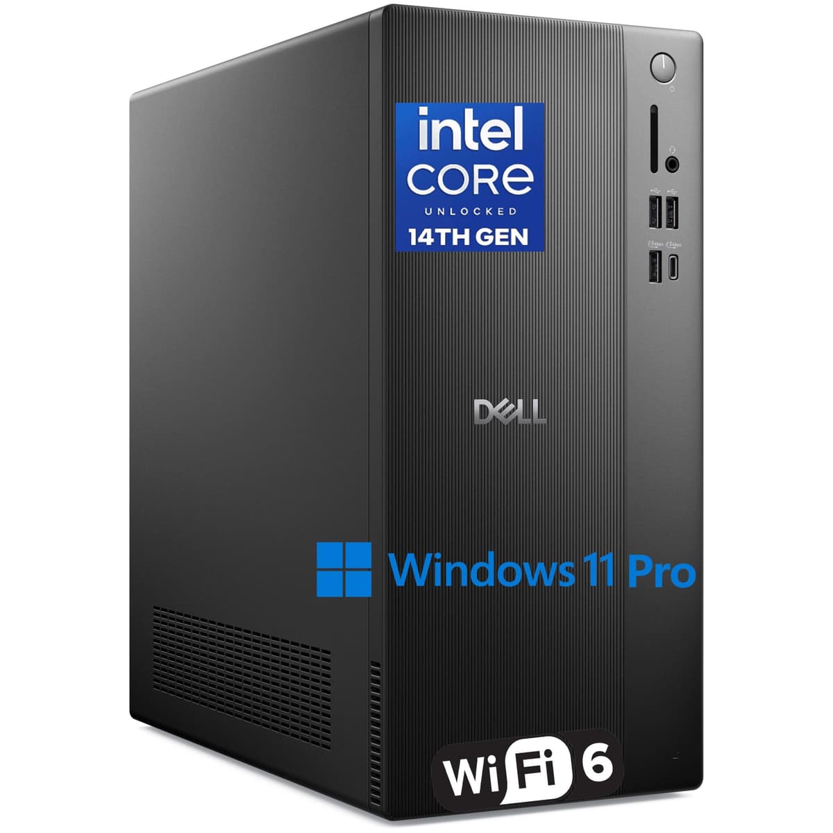 Computadora de torre Dell Ect1250 para escritorio, para hogar y oficina, procesador Intel de 14ª generación de 4 núcleos, 16 GB RAM DDR5, SSD PCIe de 512 GB, Wi-Fi 6, Bluetooth, DisplayPort, HDMI, Type-C, Windows 11 Pro