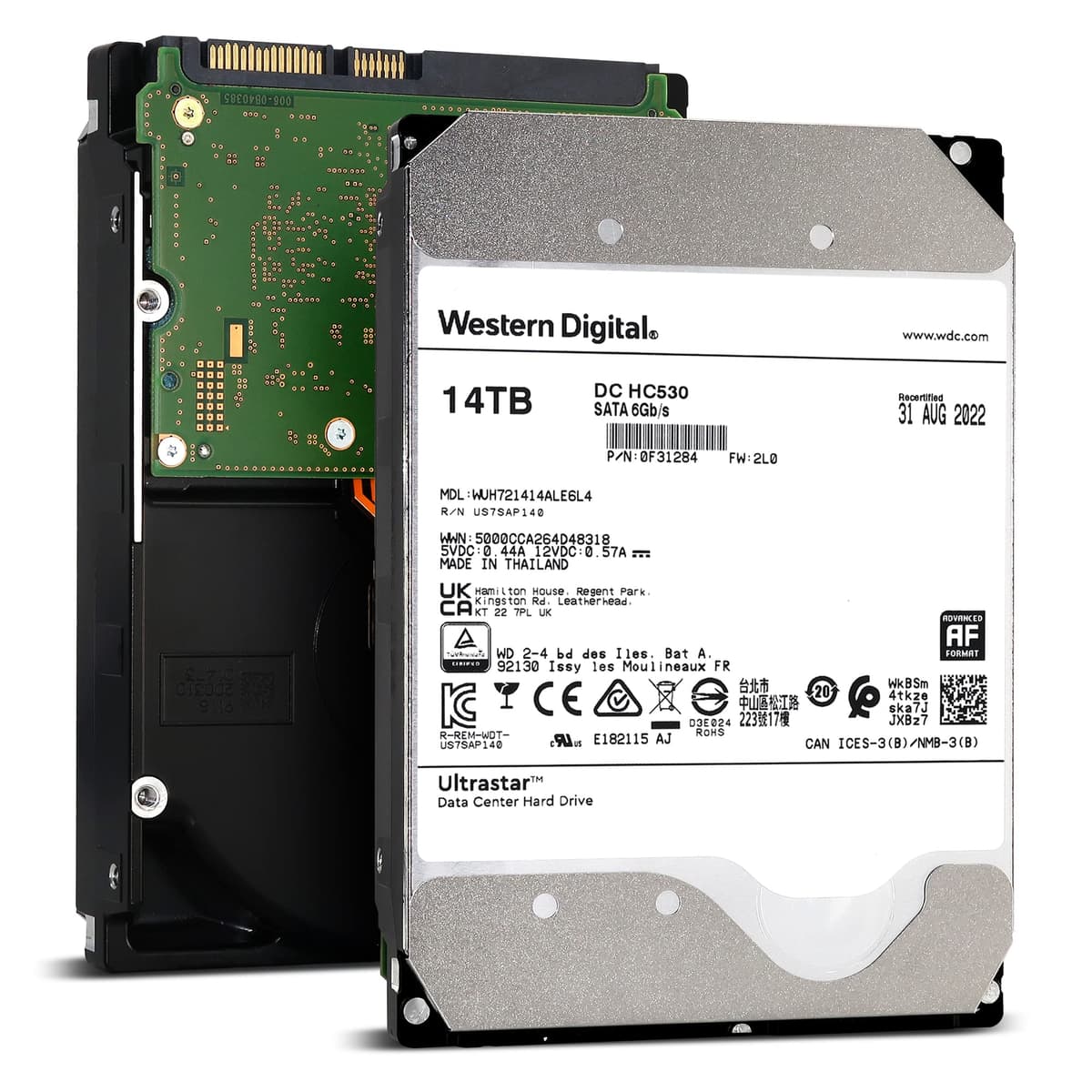 HelioSeal Supermicro 259366 HD HDD-T14T-WUH721414ALE6L4 14 TB 3.5" SATA 6 Gb/s 7.2K RPM 512 MB
