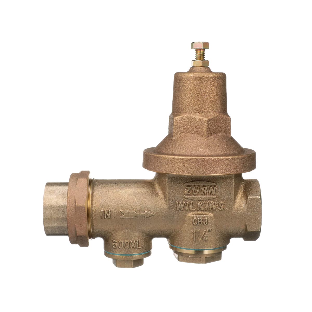 Zurn Wilkins 114-600XLHR Válvula reductora 1-1/4" rango resorte 75-125 PSI, preajustada 50 PSI