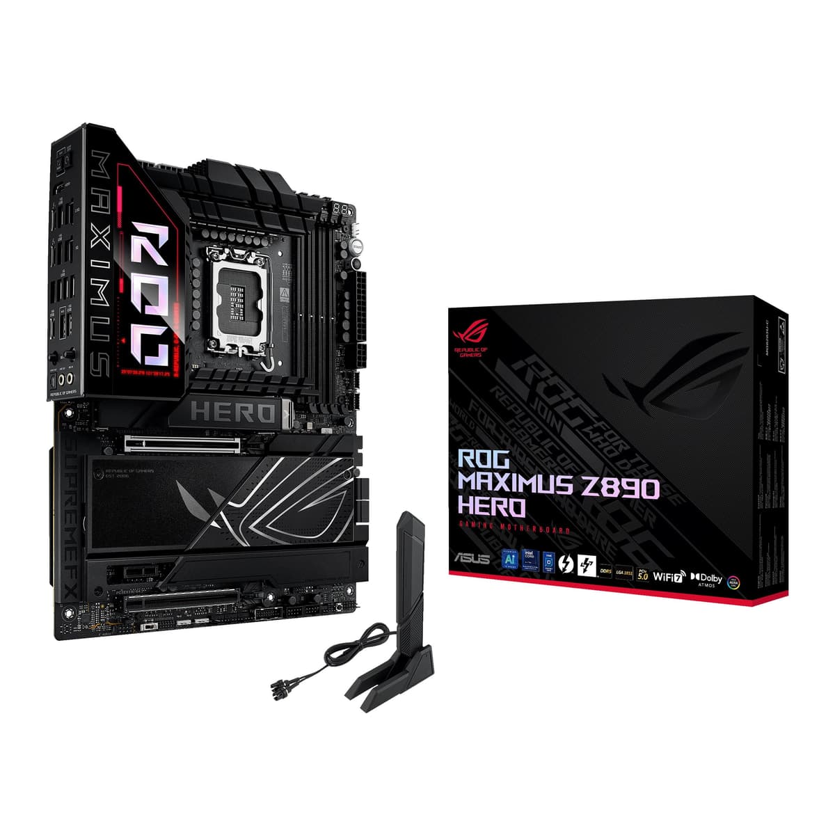 ASUS ROG Maximus Z890 Hero Intel Z890 LGA1851 DDR5 9200 HDMI 2xUSB4 6x M.2 USB3.2 WiFi 7 + BT Aura RGB 5 Gbit + 2.5 Gbit LAN ATX 22+1+2+2 Fases de Alimentación, Placa Madre 90MB1ID0-M0EAY0