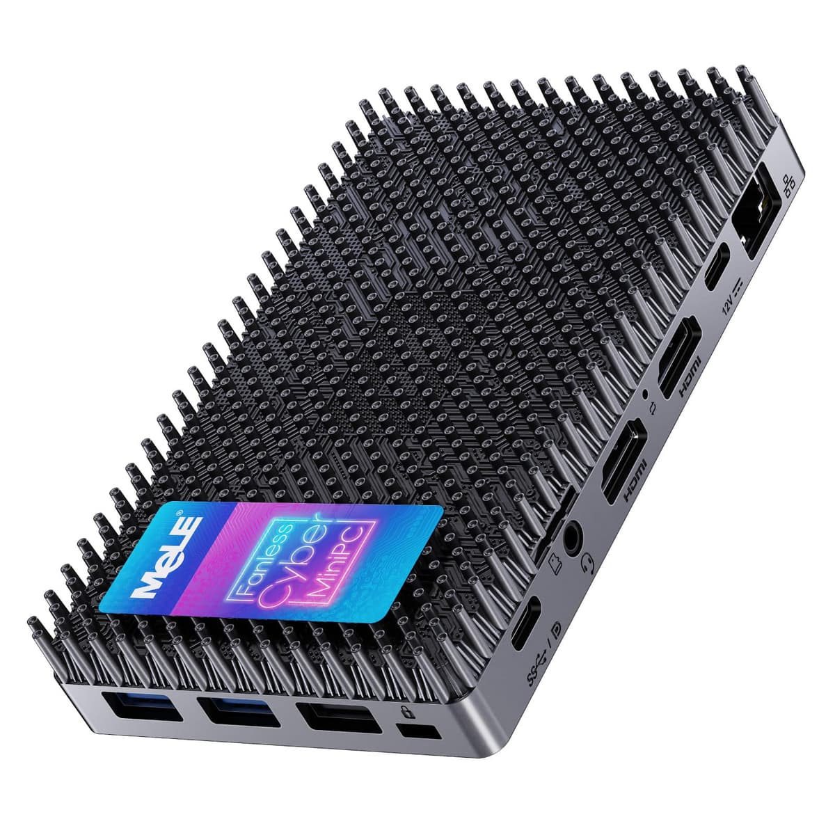 MeLE Mini PC Cyber X1 - N150, PC sin ventilador, 32GB RAM, 512GB de almacenamiento, Wi-Fi 2.4/5 GHz, USB-C con funciones completas, escritorio triple 4K para hogar, oficina, educación y astrofotografía