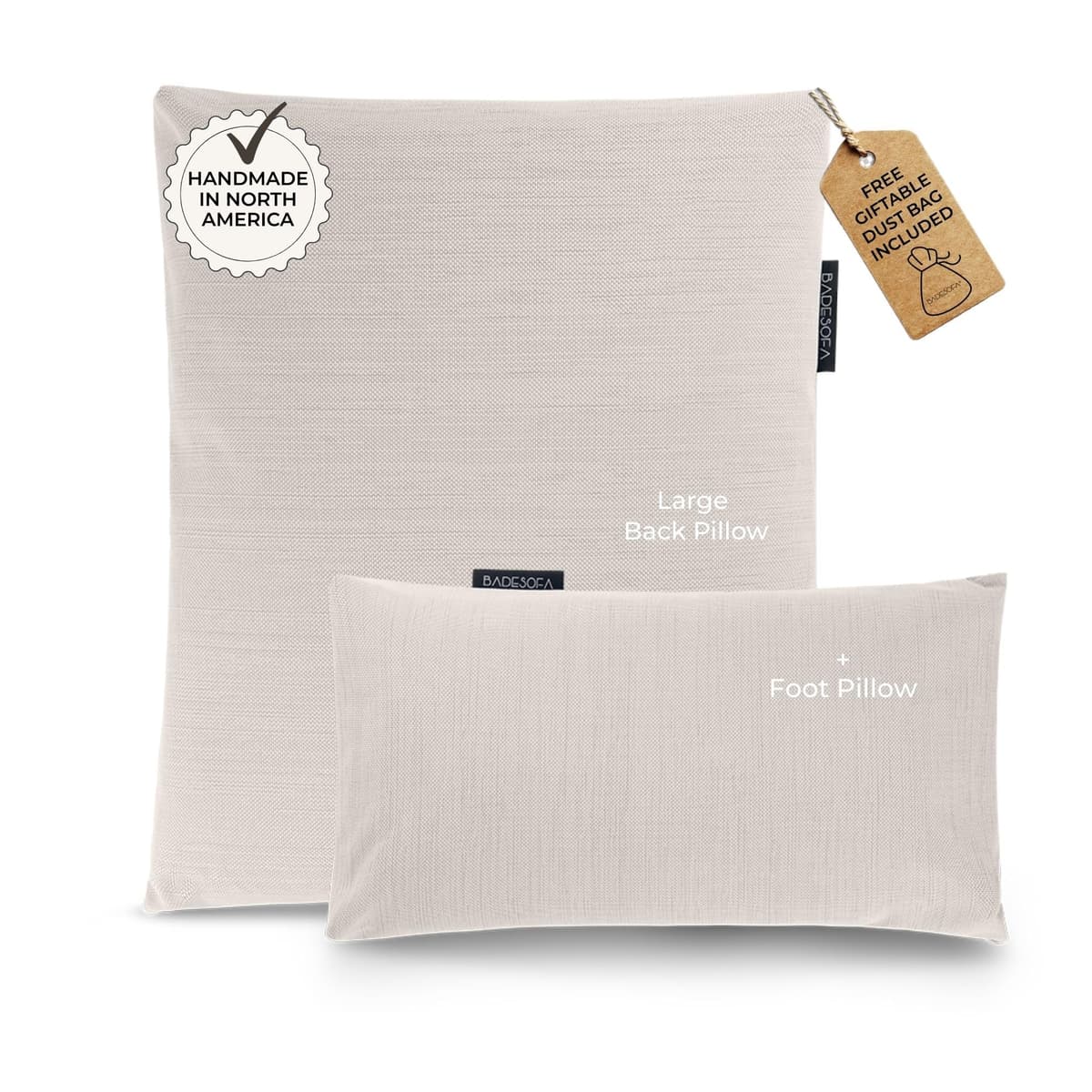 Set de almohadas de baño de lujo BADESOFA 2 piezas - almohada grande de respaldo y almohada para pies, marfil perlado SOFALFPT