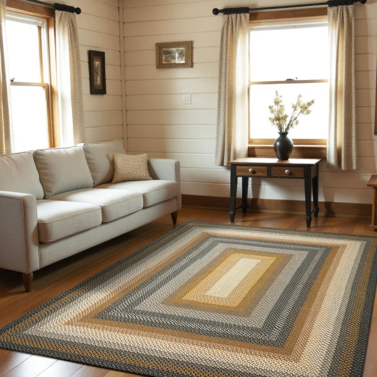 Homespice Cocoa Bean Black Alfombra Trenzada de Algodón 5x8' - Suave y Reversible 414212